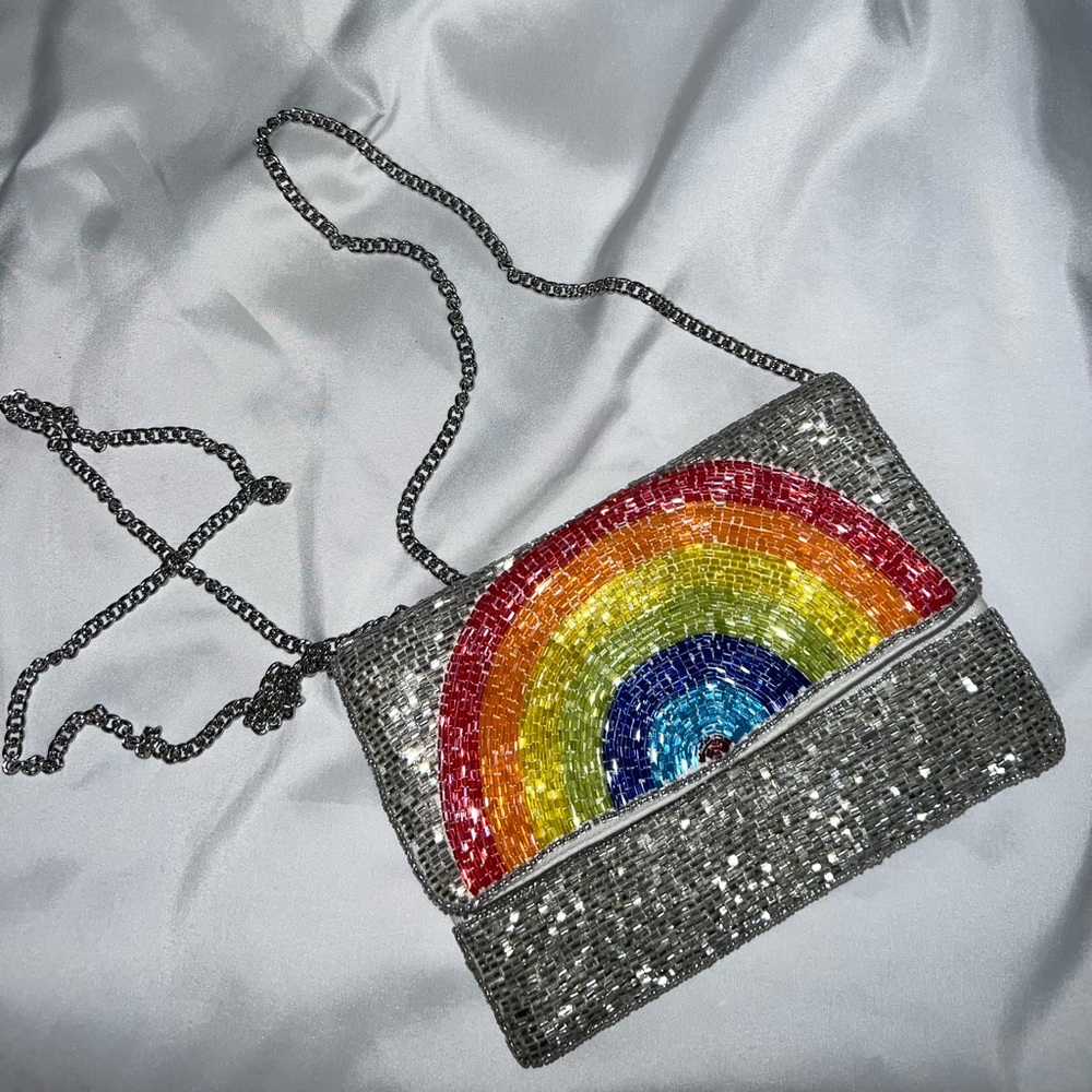 Rainbow beaded small clutch!